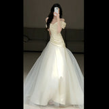 One-Word Shoulder French-Style Linden Dress 2026 New Bridal High-End Sense Simple Fish Tail Welcome Yarn HZ0517