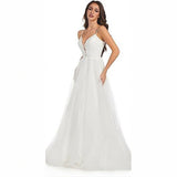 V-Neck Wedding Dress New Sling Strip De-Back Repair Simple Large-Size Trend Travel Main Wedding Dress HZ0517