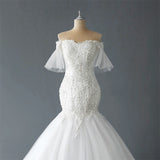 Supply Of A Word Shoulder Main Wedding Dress 2026 New Temperament Bride Tail Starry Sky Simple Mori Dream HZ0517
