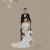 2026 New French Romantic Fairy Flower Temperament Shoulder Fishtail Bride Tail Wedding Dress HZ0517