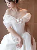 One-Word Shoulder Light Wedding Dress 2026 New Bridal Densine Out Of The French Style Simple Tail Welcome Yarn HZ0517