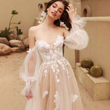 Light Wedding Dress 2026 New Retro Laceson Travel Outdoor Word Shoulder Bride Out Of The Fashion Of Fashion HZ0517