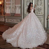 Large-Size Wedding Dress 2026 New Long Tailed Back Dream Long-Sleeved Bride Wedding Wedding Dress HZ0517