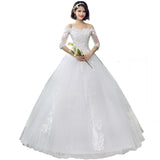 Wedding Dress 2025 New Summer Korean Version Of The Shoulder Bride Married In The Same White Lace Large Size Slim Thin Wedding Dress HZ0517