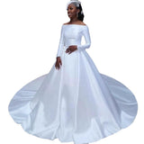 The Main Wedding Dress 2026 New Drag-Tailed Bridal Temperament Simple Slim Thin And Coarse Arm Wedding Dress HZ0517