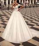 Wedding Dress 2026 New Word Shoulder Bridal Wedding Dress Sexy V-Neck Long Tail Wedding Dress HZ0517