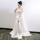 French Bra Light Wedding Dress Bride Simple Niche State Go Out Yarn Bow Engagement Dress Dress HZ0517