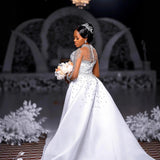 New Wedding Dress Pure White African Bride Wedding Mermaid Wedding Dress Fishtail Skirt Removable Tail HZ0517
