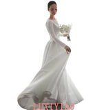 French Hepburn Long-Sleeved Wedding Dress High-End Fasted Large-Size Thin Spring Bride Welcome Out Of The Yarn Tail HZ0517
