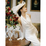 French-Style Densted High-End Wedding Dress Bride 2026 New Hanging Neck Certificate Go Out Light Yarn Travel Dress Simple And Lightweight HZ0517
