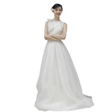 Simplicity And Light Wedding Dress French New Bride Go Out Yarn Small Tail Temperament Banquet Evening Dress Summer HZ0517