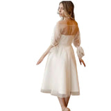 Wish New Mesh Wedding Dress Short One-Character Collar Sexy White Small Dress HZ0517