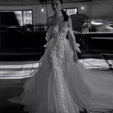 Wedding Wedding Dress 2025 New One-Word Shoulder Wedding Dress Lace Lace Tail Wedding Dress HZ0517