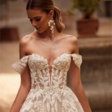 White Shoulder Small Tailed Bride Wedding Dress Light Luxury Niche Outdoor Travel Wedding Dress Fairy HZ0517