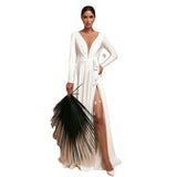 Wish Temperament Wedding Dress V Long Elegant Simple Long-Sleeved Wedding Dress HZ0517