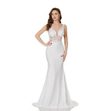 V-Neck Fishtail Light Wedding Dress Bride Bare Back Sexy Slimming Wedding Dress Thin Temperament Dress HZ0517