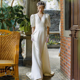 French Light Wedding Dress Density Simple Thin Temperament Bare Back Travel Shooting On The Exterior Small Tail Yarn Welcome Dress Woman HZ0517