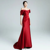 One-Word Shoulder Fishtail Toasted Female Thin Meat Bride Wedding Engagement Thanks To The Banquet High-End Feeld Noodle Dress HZ0517