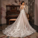 One-Word Shoulder Lace Light Wedding Dress Long-Sleeved Temperament High-End Fish Tail Go Out Yarn Light Luxury Small Welcome Engagement Dress HZ0517