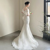 French Light Wedding Dress 2026 New Bridal Senior Sense Of The Super Fairy Shoulder Yarn Tail White Dress HZ0517