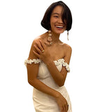 One-Word Shoulder-Swear Sables Light Wedding Dress Bridal Body Fishtail Yarn Simple French Welcome Retro Dress Woman HZ0517