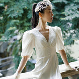French Light Wedding Dress Density Simple Thin Temperament Bare Back Travel Shooting On The Exterior Small Tail Yarn Welcome Dress Woman HZ0517