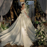 One-Word Shoulder-Sand-Faced Main Wedding Dress 2026 New White Bridal Seny Super Fairy Temperament Out Of Yarn Big Tail Wedding Dress HZ0517