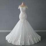 One-Word Shoulder Wedding Dress 2026 New Bride Thin French Fishtail Small Tail Small Tailed Wedding Dress HZ0517