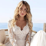 Long-Sleeved Lace Wedding Dress 2026 New Tulle Sexy Temperament Elegant Back HZ0517