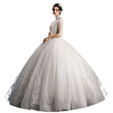 Wedding Dress 2025 New Bride Wedding French One-Word Shoulder-Collar Court Sex Crystal Susu Wedding Dress HZ0517