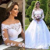 One-Word Shoulder Wedding Dress 2026 Spring New Bridal Princess Drag-Tailed Large-Size Repair Studio Wedding Dress HZ0517