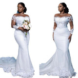 Fishtail Wedding Dress African Bride Shoulder Lace 2026 New Long-Sleeved Dress Tail HZ0517