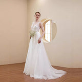 New Lace V-Neck Small Tail Light Wedding Dress 2026 New Simple Out-Door Yarn Simple Niche Outdoor Lawn HZ0517