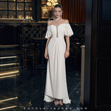 Bride French High-End Stud 2026 Summer New Elegant Wide Water Drill Curved Side Bosom Skirt HZ0517