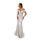 One-Word Shoulder-To-Shoulder Bridal Tug-Tail Wedding Dress Dingy Evening Dress Woman HZ0517