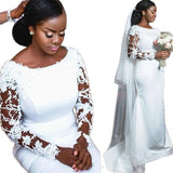 French Lace Light Wedding Dress 2026 New Bridal Shoulder High-End Long-Sleeved Welcome Out Of The Yarn Fishtail Dress HZ0517