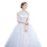 2025 New Bridal Wedding Dress Sleeve Shoulder Lace Single-Socket Wedding Dress Neatly Pregnant Women Slimming HZ0517
