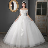 Main Wedding Dress 2026 New Bridal Tuxedo Star Princess Style French Small One-Word Shoulder Wedding Dress F94 HZ0517