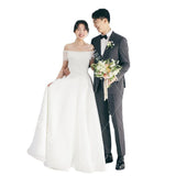 One-Word Shoulder Simple Light Wedding Dress 2025 New Lawn Sen System Wedding Super Fairy Travel To Welcome The Gown HZ0517