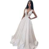 Wish New White Simple Densate Deep V Thin Temperament Wedding Dress HZ0517