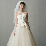 2026 New Simple Light Wedding Dress Pregnant Women High Waist Thin Bows Together To Go Out Yarn Noodle Wedding Dress Size Fairy HZ0517
