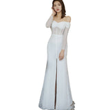 One-Word Shoulder Light Wedding Dress 2026 New Thin Fish Tail Bridal Temperament Host Banquet Small Tail Dress Female Spring HZ0517