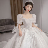 Wedding Dress 2026 New Bridal Yarn French Small Retro Large-Size Super-Sunbehed Big Tail Wedding Dress HZ0517