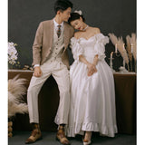 Semented French Wedding Dress Light Retro Simple Court Style Super Fairy Breast Korean Certificate Registration Go Out Yarn Small Dress HZ0517