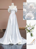 French Bra Light Wedding Dress 2026 New White Densate Go Out Yarn Small Tail Wedding Registration Dress Engaged Woman HZ0517