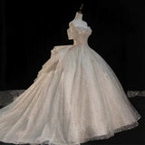 One-Word Shoulder Wedding Dress 2025 New Bridal Main Yarn Small French High-End Texture Drag High-End Fugitive Princess HZ0517