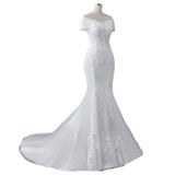 One-Word Shoulder Wedding Dress 2026 New Simple Body-Repair Lace Fish Tail Travel Small Drag Tail Soft Yarn Thin HZ0517