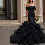 Black Wedding Dress 2026 New Punt Skirt Host Art Exam Graduation Man-Shoulder Woman HZ0517