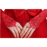 Wedding Long Lace Embroidery Gloves Wedding Dew Red Diamond Lace Bridal Wedding Dress Code Gloves HZ0517