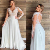Long-Sleeved Light Wedding Dress 2026 New Bridal Simple Perspective Travel Shot Small Tail Skirt HZ0517